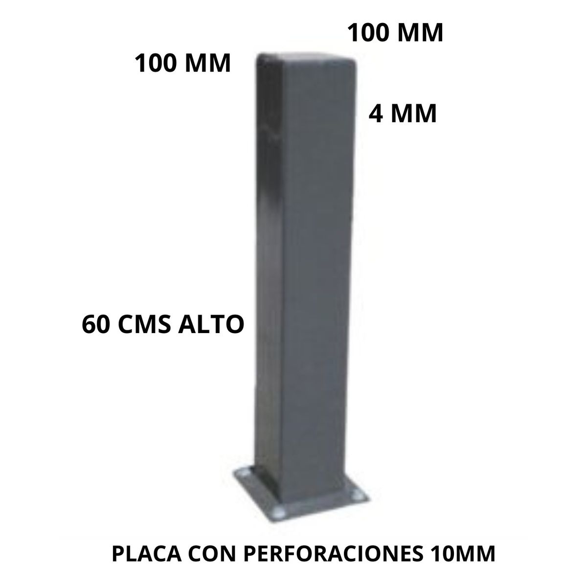 GENERICO - BOLARDO CUADRADO METALICO CON PLACA BASE SEGURIDAD  Y DEMILITACION URBANA  / INDUSTRIAL