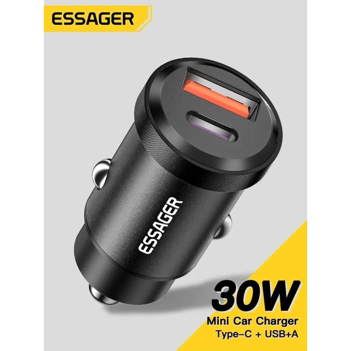 GENERICO - Cargador rápido Essager 30W para auto USB tipo C