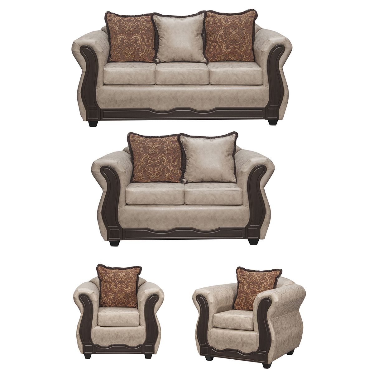 BLACK FACTORY - Juego de Living 3 2 1 1 Sofia PU