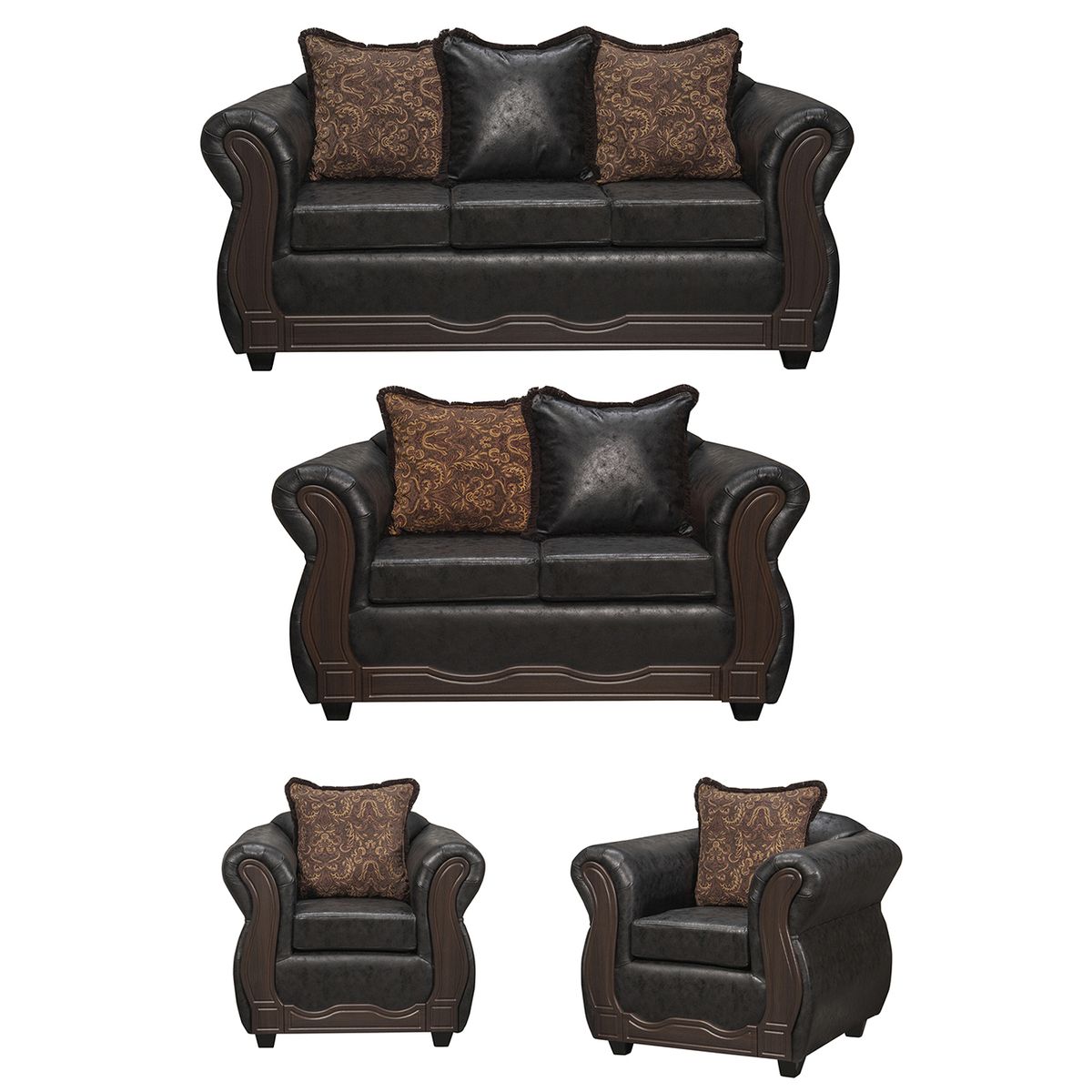 BLACK FACTORY - Juego de Living 3 2 1 1 Sofia PU