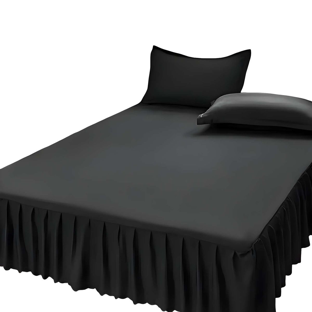 GENERICO - FALDÓN DE CAMA PROTECTOR BASE DE CAMA 2 PLAZAS 150X200 CM 04