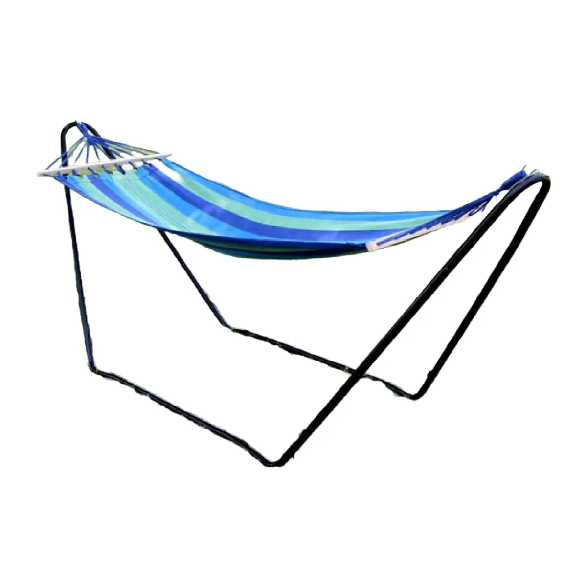 GENERICO - Hamaca con base metalica verde-celeste-azul madera Bighouse