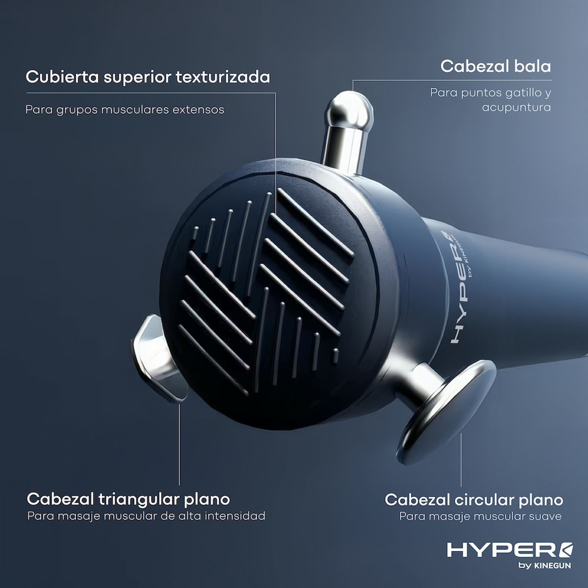 KINEGUN PRO - Masajeador por vibración portatil 3 cabezales Hyper - Kinegun