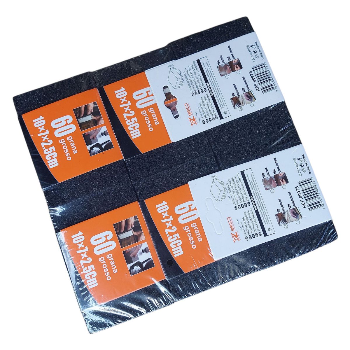 BRIC - Lija Esponja Rectangular Grano 60 Pack 12 Piezas