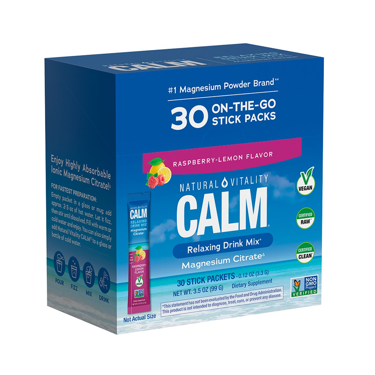 CALM - Magnesio en Polvo Sabor Frambuesa Limón 30 sobres 235 mg CALM