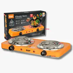 RAF - Cocina Eléctrica 2 Platos 2000W Cocinilla Portátil Naranja