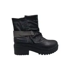 HERIEL - Bota Negra Plataforma Mujer