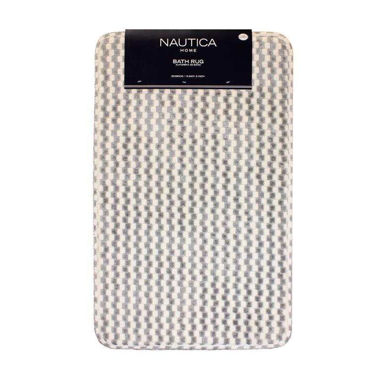Alfombra de Bano Home Memory Foam 50x80 cm cuadros gris