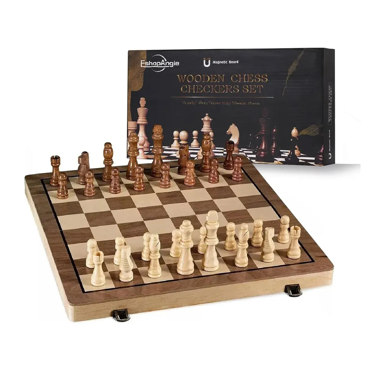 ESHOPANGIE - Tablero De Ajedrez Magnético De Madera 39x39cm