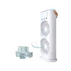 GENERICO - Ventilador Doble Portátil Recargable Oscilante Con Rociador Blanco