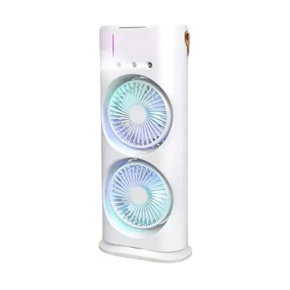 GENERICO - Ventilador Doble Portátil Recargable Oscilante Con Rociador Blanco