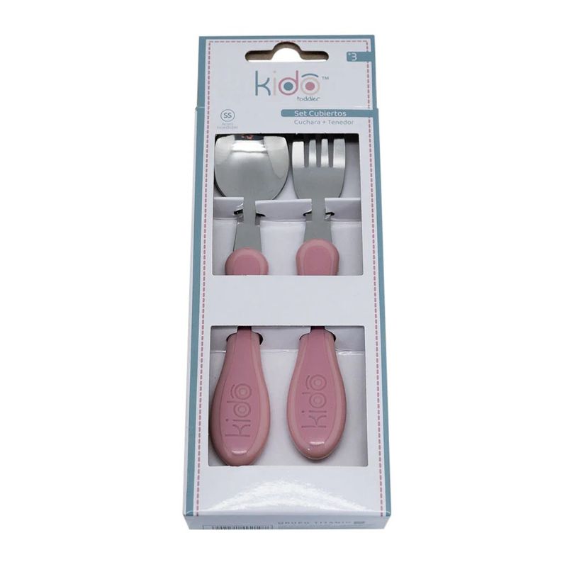 KEEP - Set 2 Cubiertos Metálicos Rosados para niños Kido