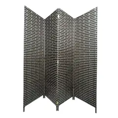 OEM - Biombo De Madera Resistente 4 Paneles Ladrillo 180cmx180cm