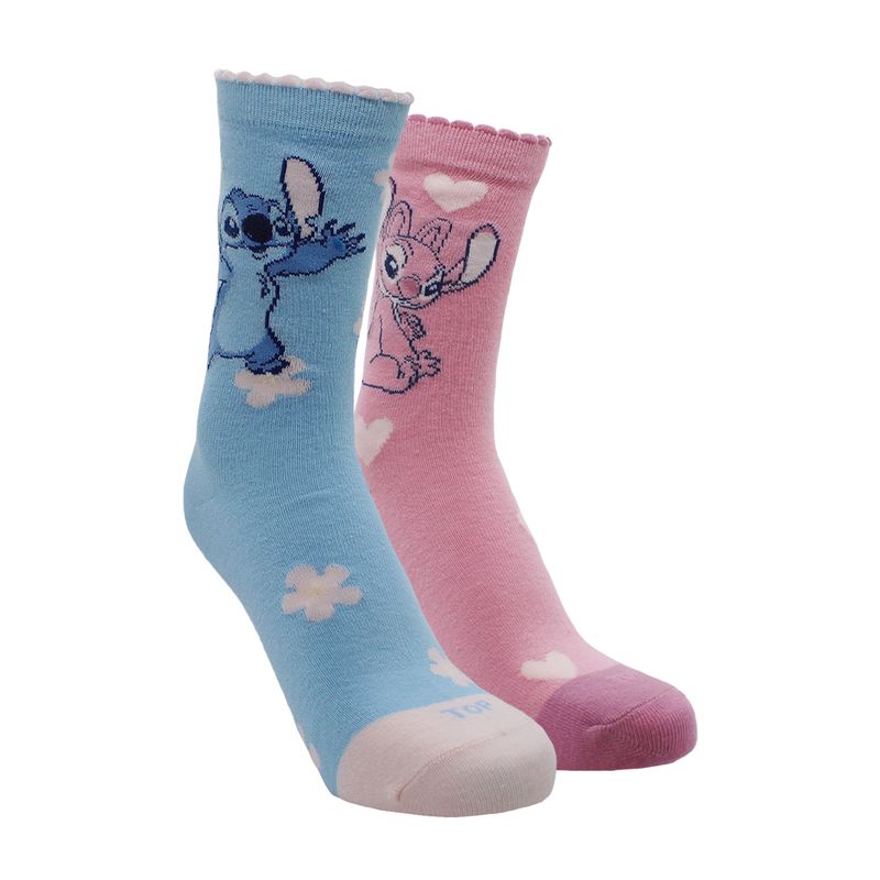 TOP - Calcetines Largos Mujer Algodón Pack 2 Stitch C1 Top