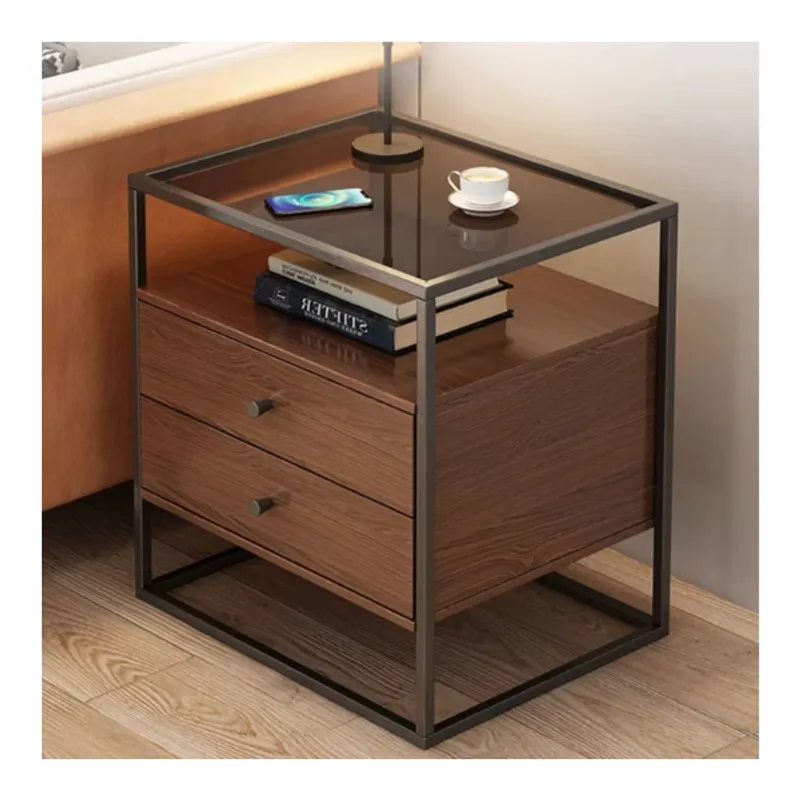 GENERICO - Velador Moderno Nordico de Madera con Cajones 50x53x40cm
