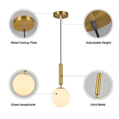 Imagen 2 del producto Lampara Colgante Dorada Esfera Foco Modelo Nórdica