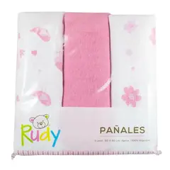 BABY - Pañales de Tela Rudy Pack 3 unidades 100% Algodón Rosado