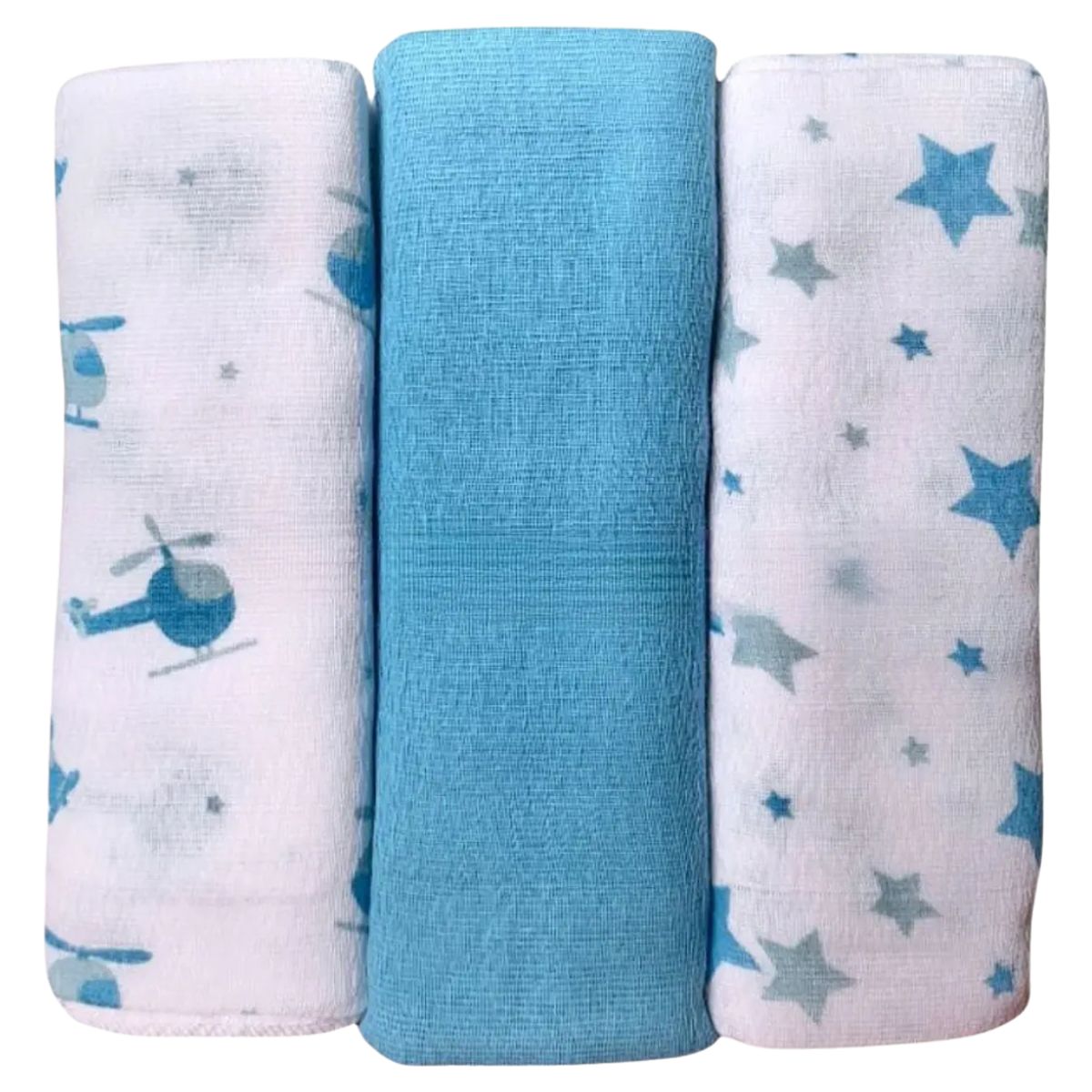 BABY - Pañales de Tela Rudy Pack 3 unidades 100% Algodón Celeste