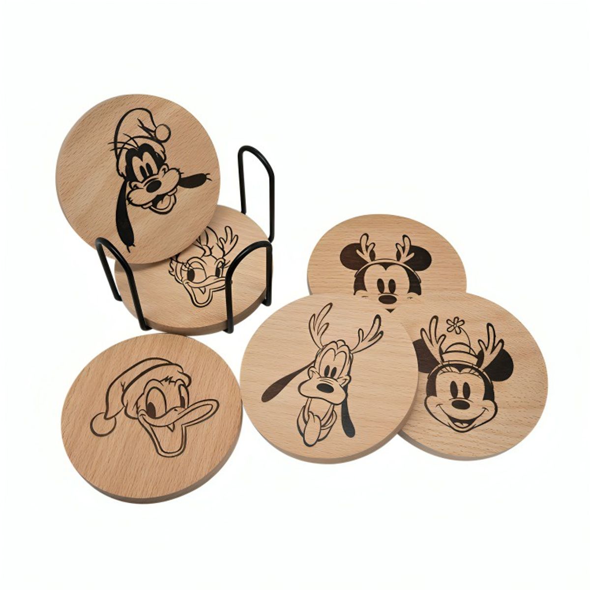 DISNEY - SET 6 POSAVASOS MADERA NAVIDAD DISNEY CLASSIC