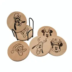 DISNEY - SET 6 POSAVASOS MADERA NAVIDAD CLASSIC