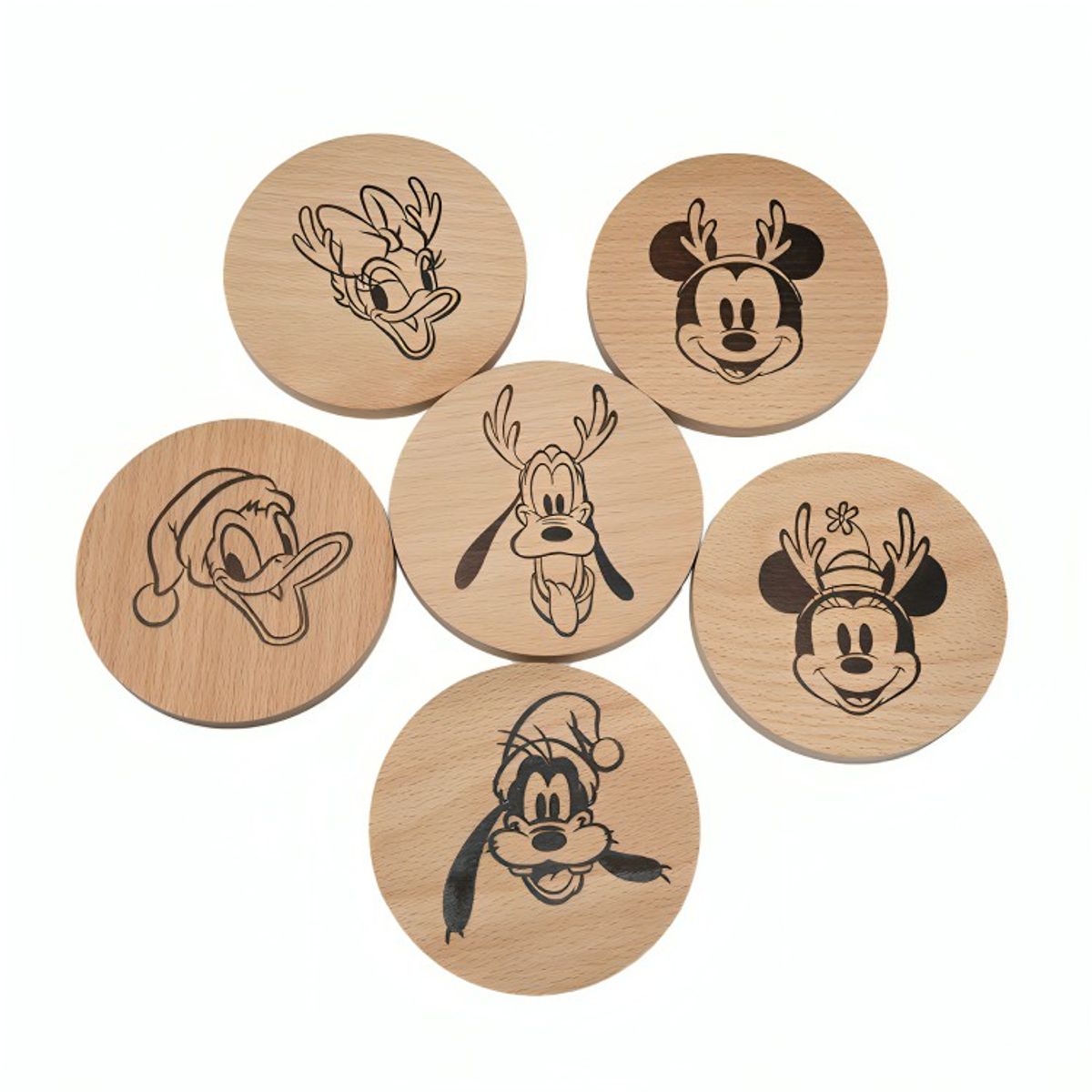 DISNEY - SET 6 POSAVASOS MADERA NAVIDAD DISNEY CLASSIC