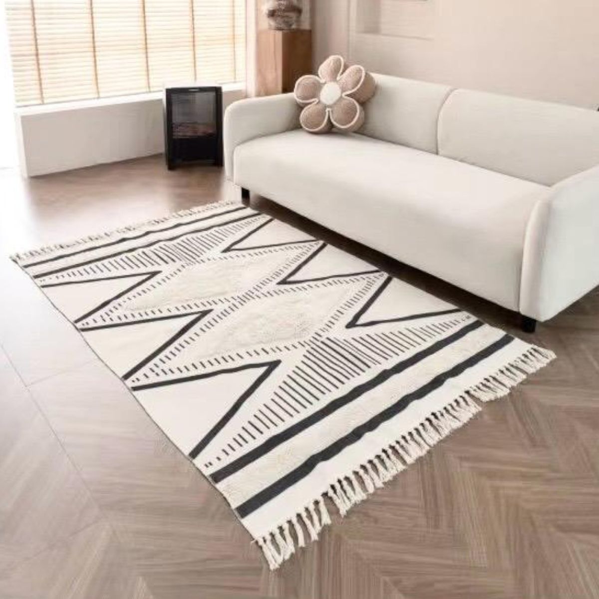 GENERICO - Alfombra Estilo Nórdico Bohemio Con Flecos 120x180 cm Yomshi