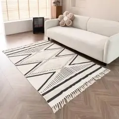 GENERICO - Alfombra Estilo Nórdico Bohemio Con Flecos 120x180 cm Yomshi