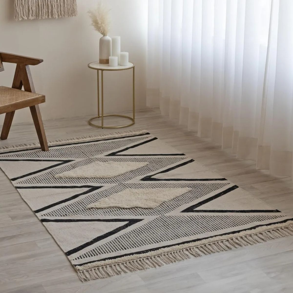 GENERICO - Alfombra Estilo Nórdico Bohemio Con Flecos 120x180 cm Yomshi