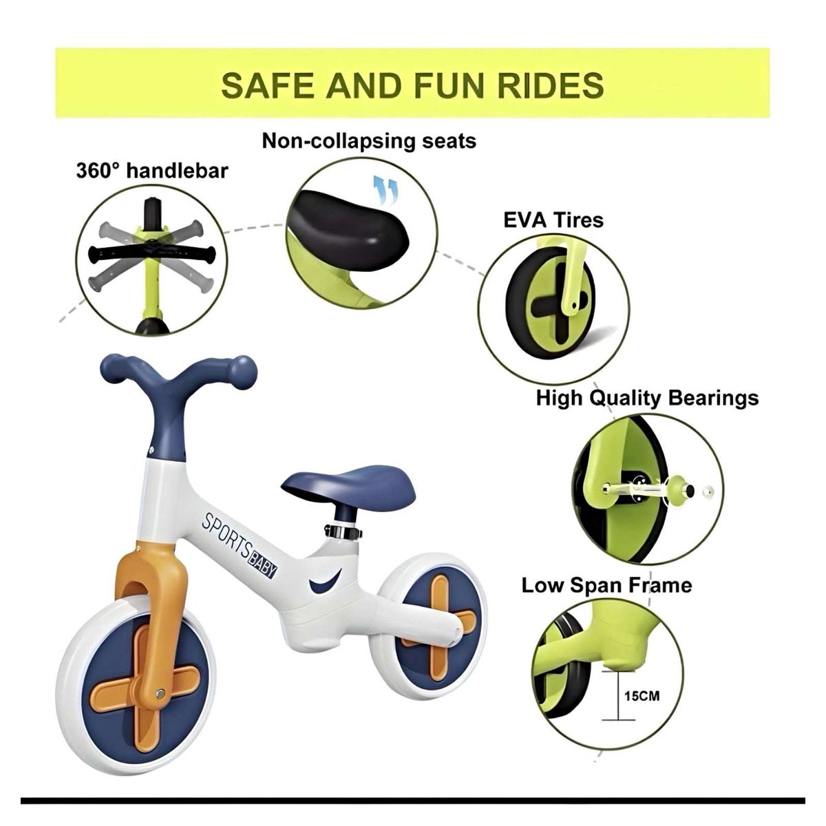 GENERICO - Bicicleta Equilibrio Aprendizaje Sin Pedales Azul