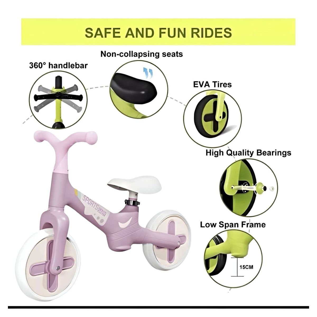 GENERICO - Bicicleta Equilibrio Aprendizaje Sin Pedales Rosa