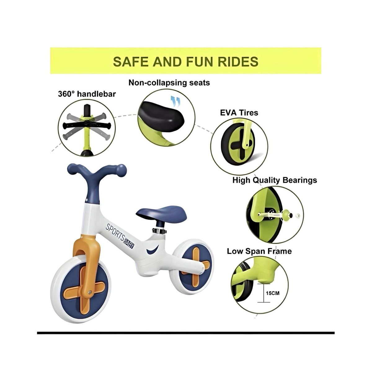 GENERICO - Bicicleta Equilibrio Aprendizaje Sin Pedales Azul