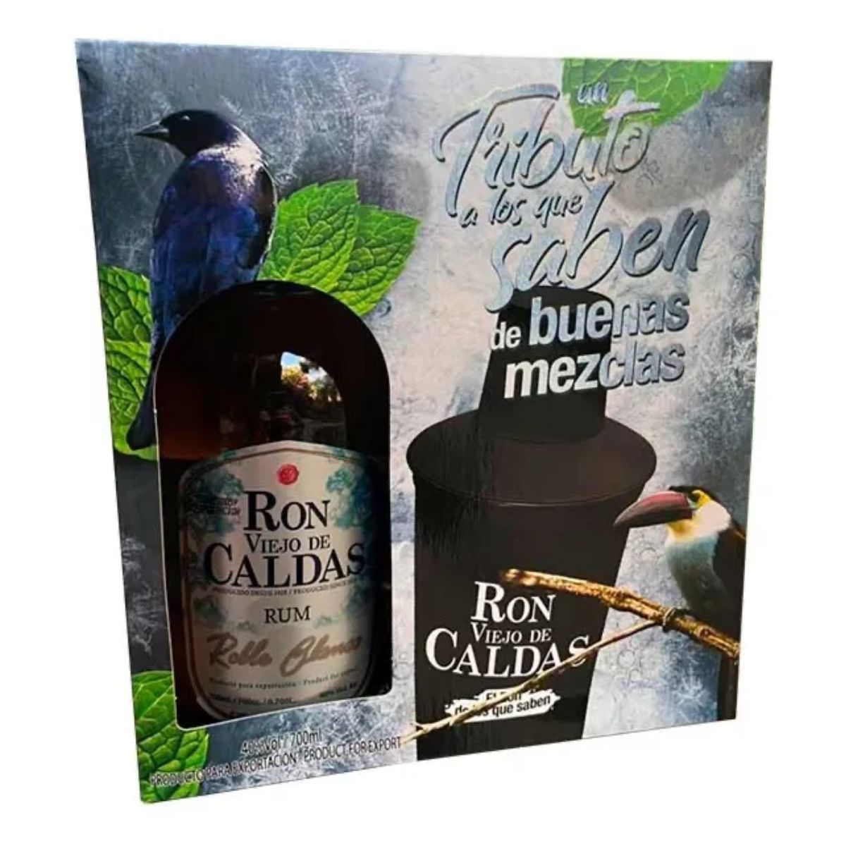 VIEJO DE CALDAS - Pack Ron Viejo De Caldas Roble Blanco 700ml + Shaker