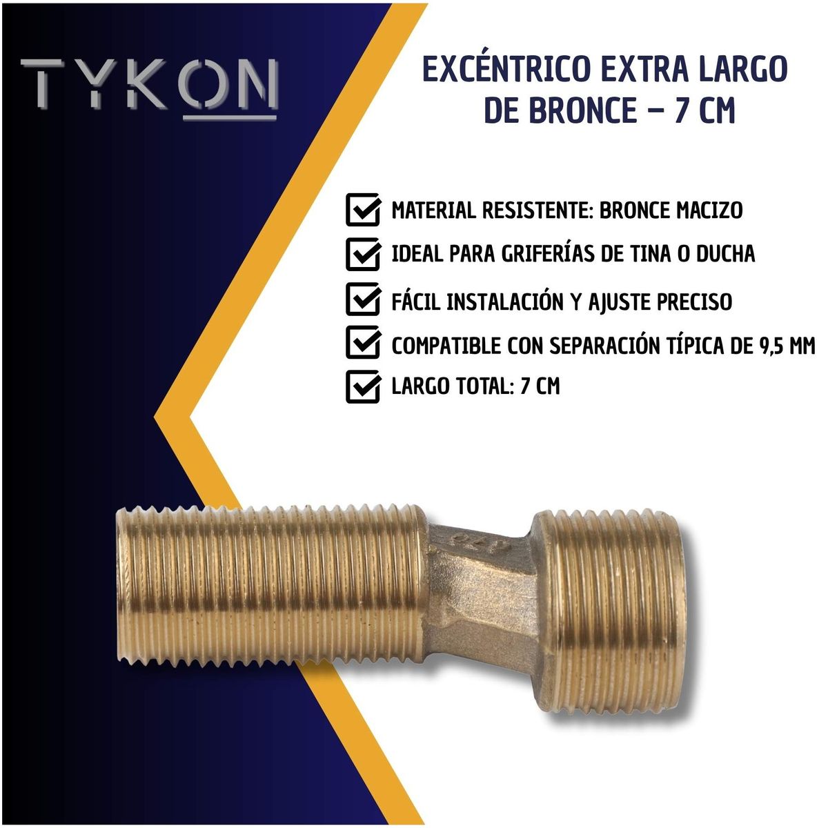 GENERICO - Excentrico Bronce mas Largo 7cm Fitting Monomando ducha Tina