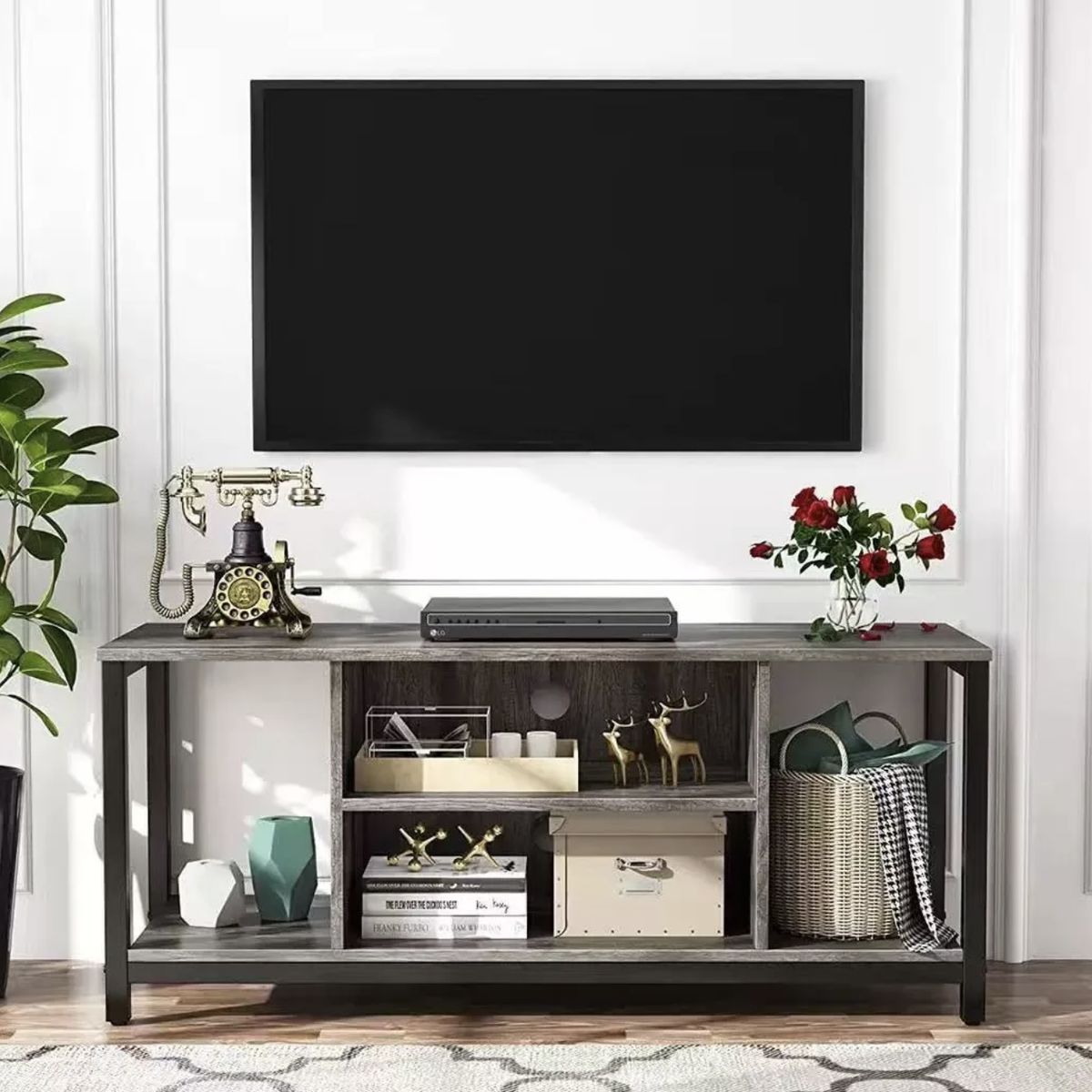 IDEEHOUSE - Rack Tv Mueble Color Gris 112x42x50cm