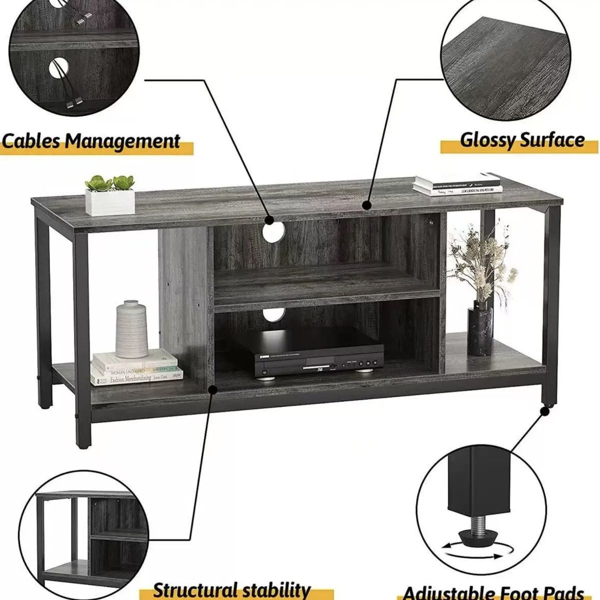 IDEEHOUSE - Rack Tv Mueble Color Gris 112x42x50cm