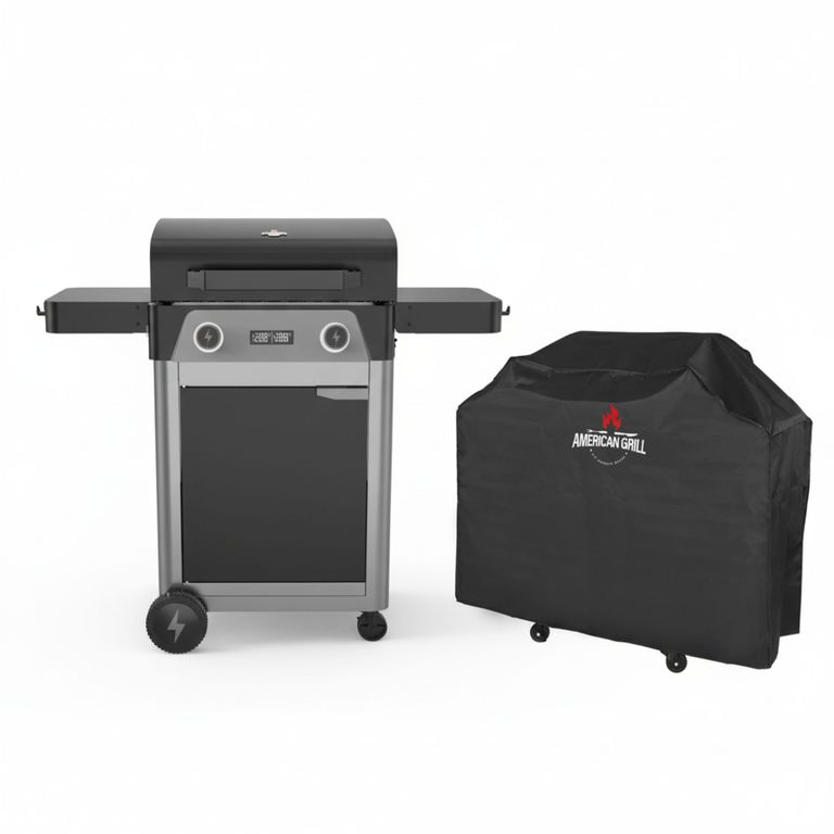 AMERICAN GRILL Set Parrilla Exterior Electrica E2B California Black + Funda S