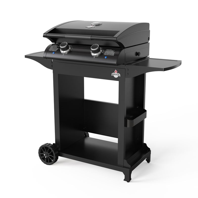AMERICAN GRILL - Set Parrilla Exterior Electrica E2B Boston Black con Carro + Funda S