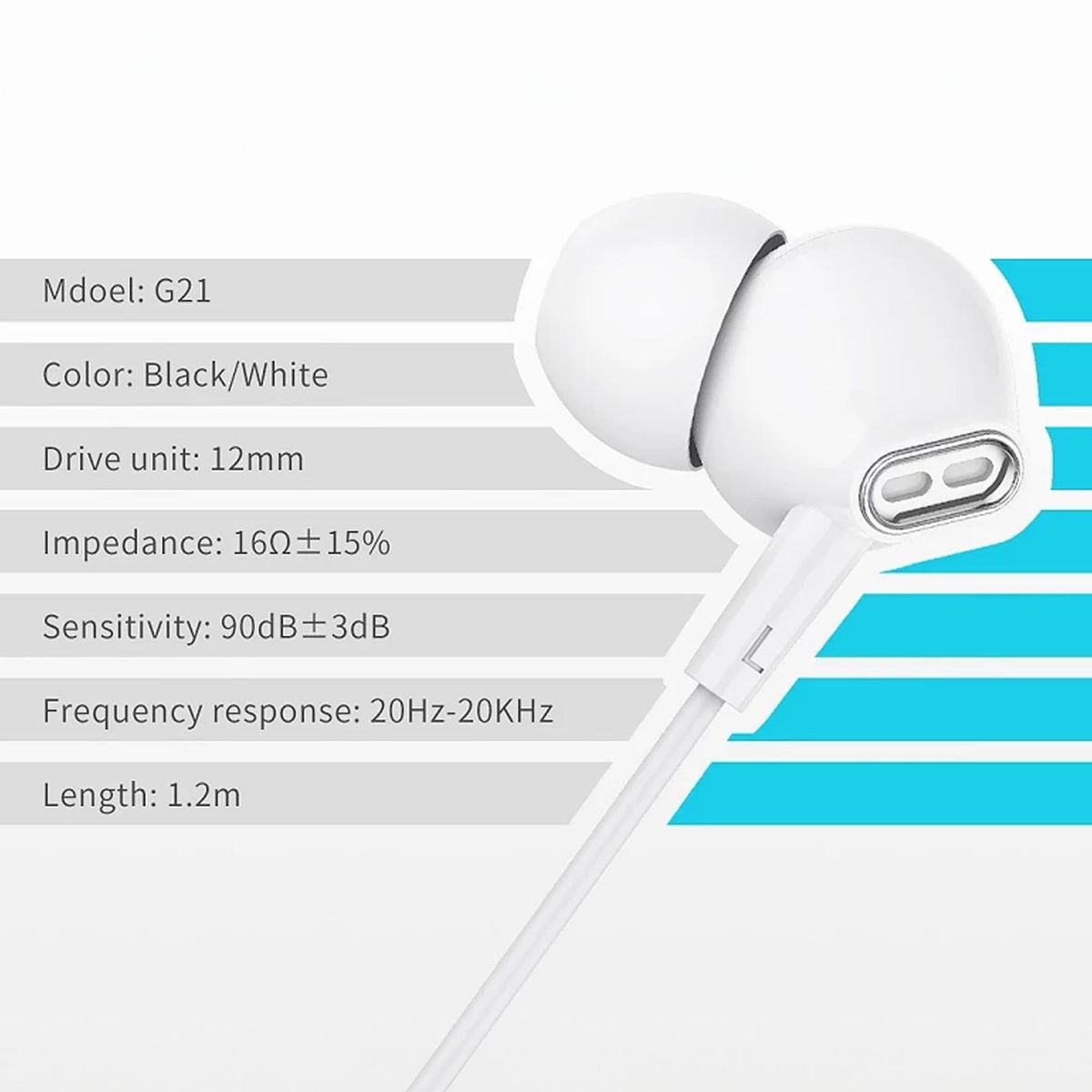 CELEBRITE - Audifonos Manos Libres Conexión 35mm Celebrat G21 Blanco