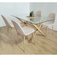 Juego de Comedor Medlock Vidrio 140x90 + 4 Sillas Scoop