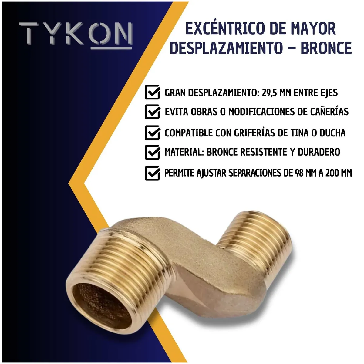 GENERICO - Excentrico Bronce Mayor Desplazamiento Fitting Monomando Ducha Tina