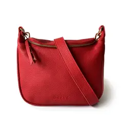 BRAVA - Bandolera de cuero modelo FELICIA Rojo
