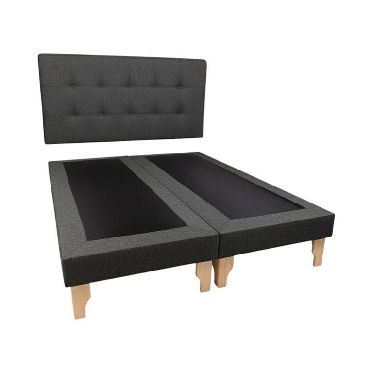 CAMA DOS PLAZAS LINO GRIS OSCURO