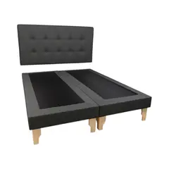 DISEÑOS VALESTRINI - CAMA DOS PLAZAS LINO GRIS OSCURO