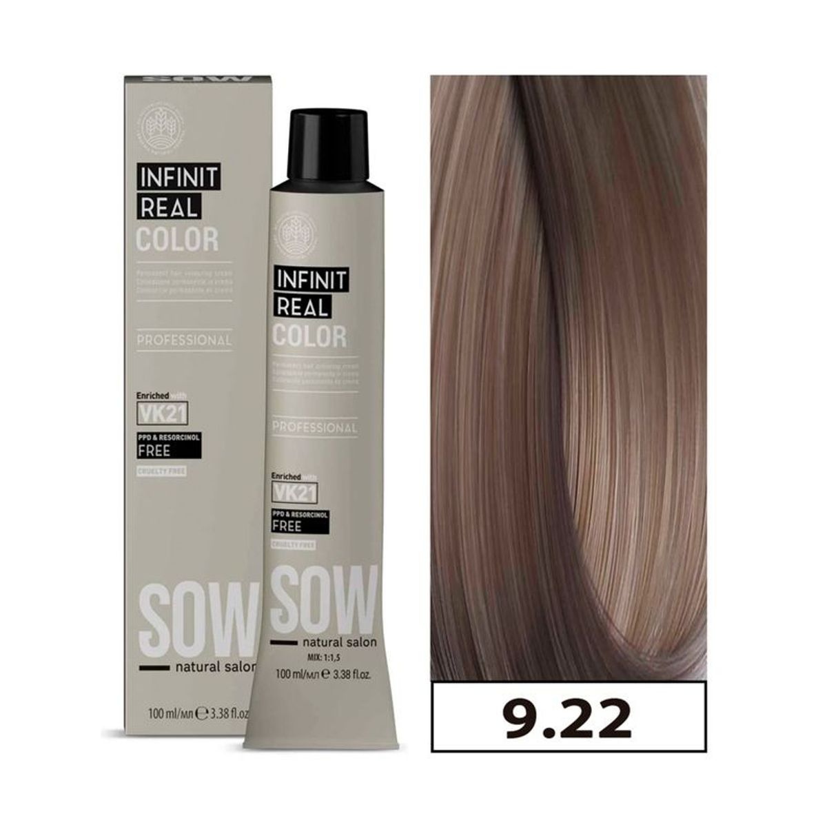 WELLA - Tinte para cabello Sow Vk21 Infinit Real Color 9.22 Rubio Clarisimo Nacar 100ml