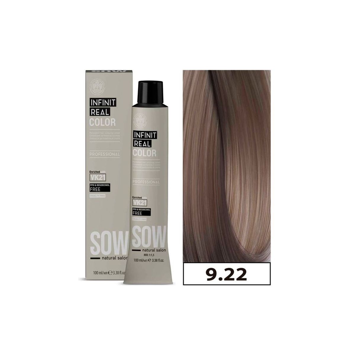 WELLA - Tinte para cabello Sow Vk21 Infinit Real Color 9.22 Rubio Clarisimo Nacar 100ml