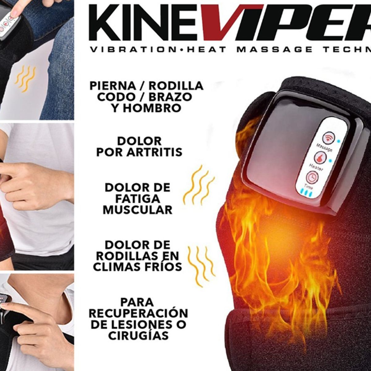 KINEGUN PRO - Rodillera Hombrera Terapia de Calor y Vibración para Dolor Muscular