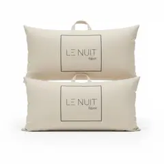 LE NUIT - Set 2 Almohadas 1200 Gr Microfibra Tela 300 Hilos Algodón Egipcio 50x90 cm Blanco