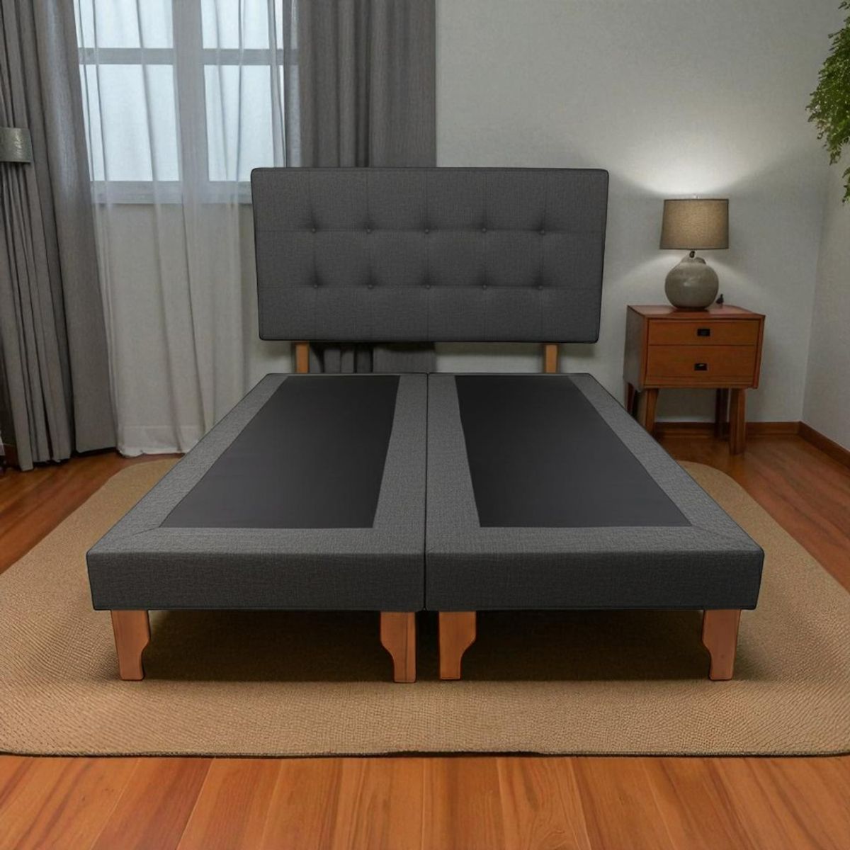 DISEÑOS VALESTRINI - CAMA SUPER KING LINO GRIS OSCURO