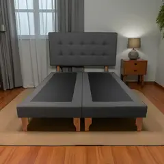 DISEÑOS VALESTRINI - CAMA SUPER KING LINO GRIS OSCURO