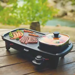 RAF - Plancha Parrillera Asador Eléctrico 2 en 1 Churrasquera 1500W